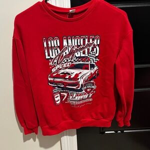 SHEIN Red Los Angeles Graphic Sweatshirt